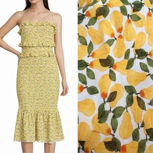 Antonio Melani Pears Adalee Printed Yellow Midi Dress Size 6